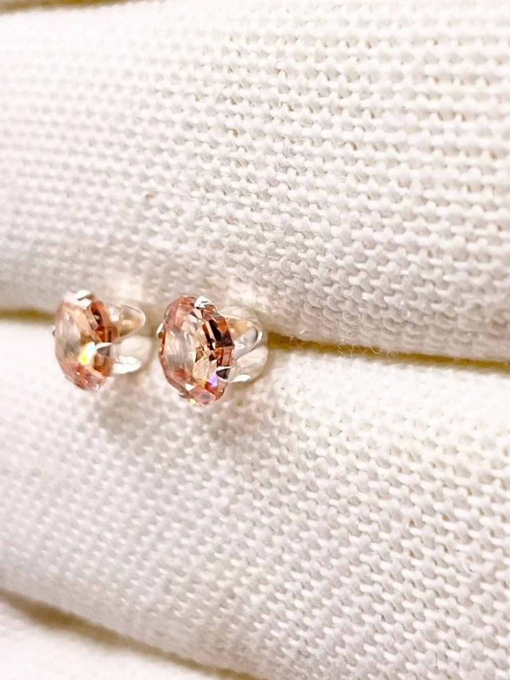 Peach Tourmaline 925 Sterling Silver stud earrings
